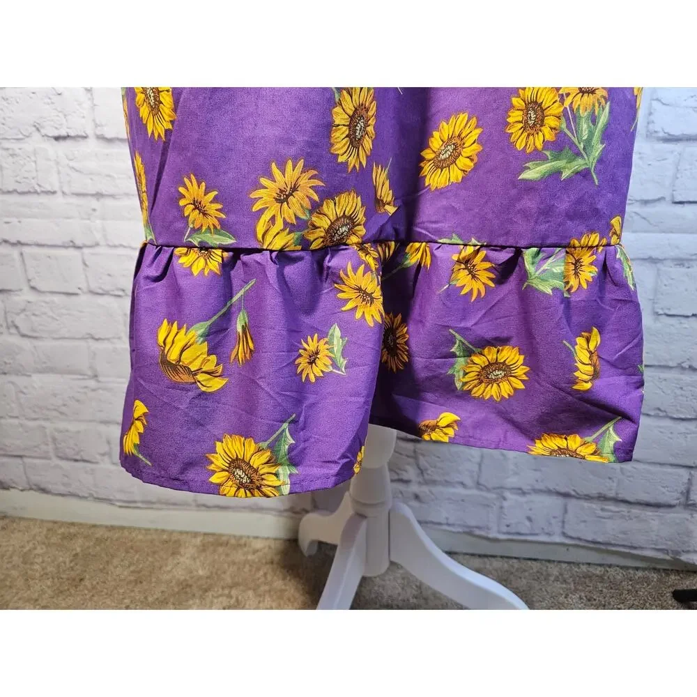 Anthony Richards Purple Sunflowers Mumu Dress Size Large New Lightweight SS‎